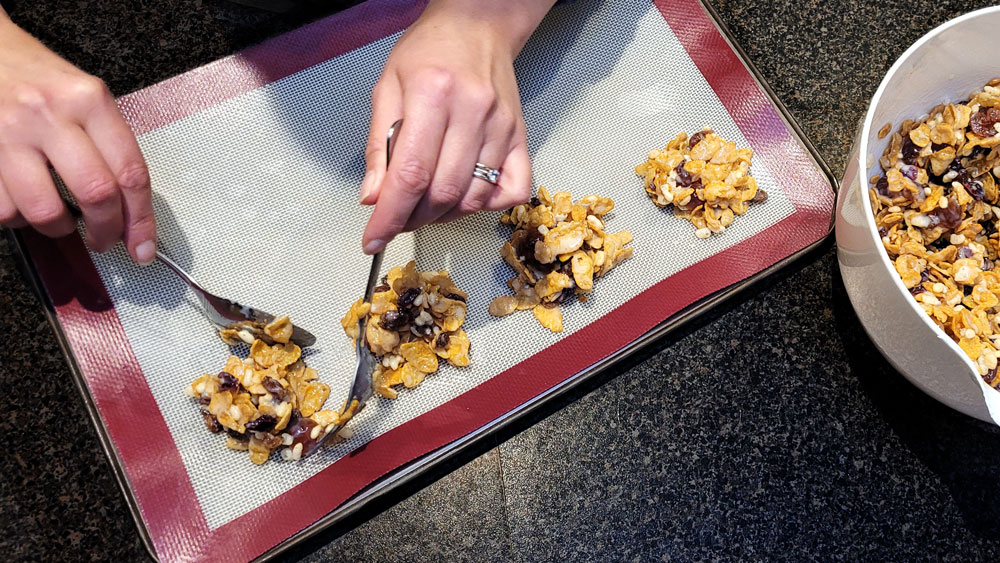 Spacing the Florentines on a silicone mat