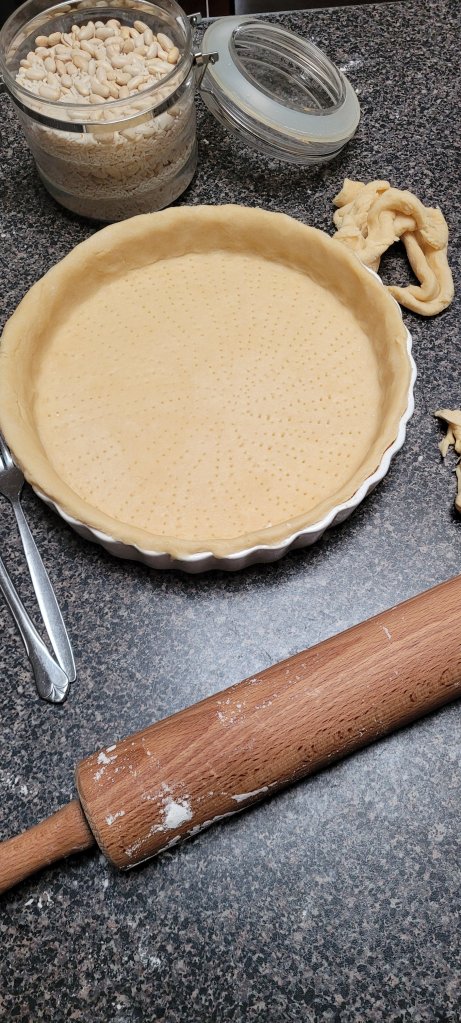 Pastry tart rolled out and ready for baking