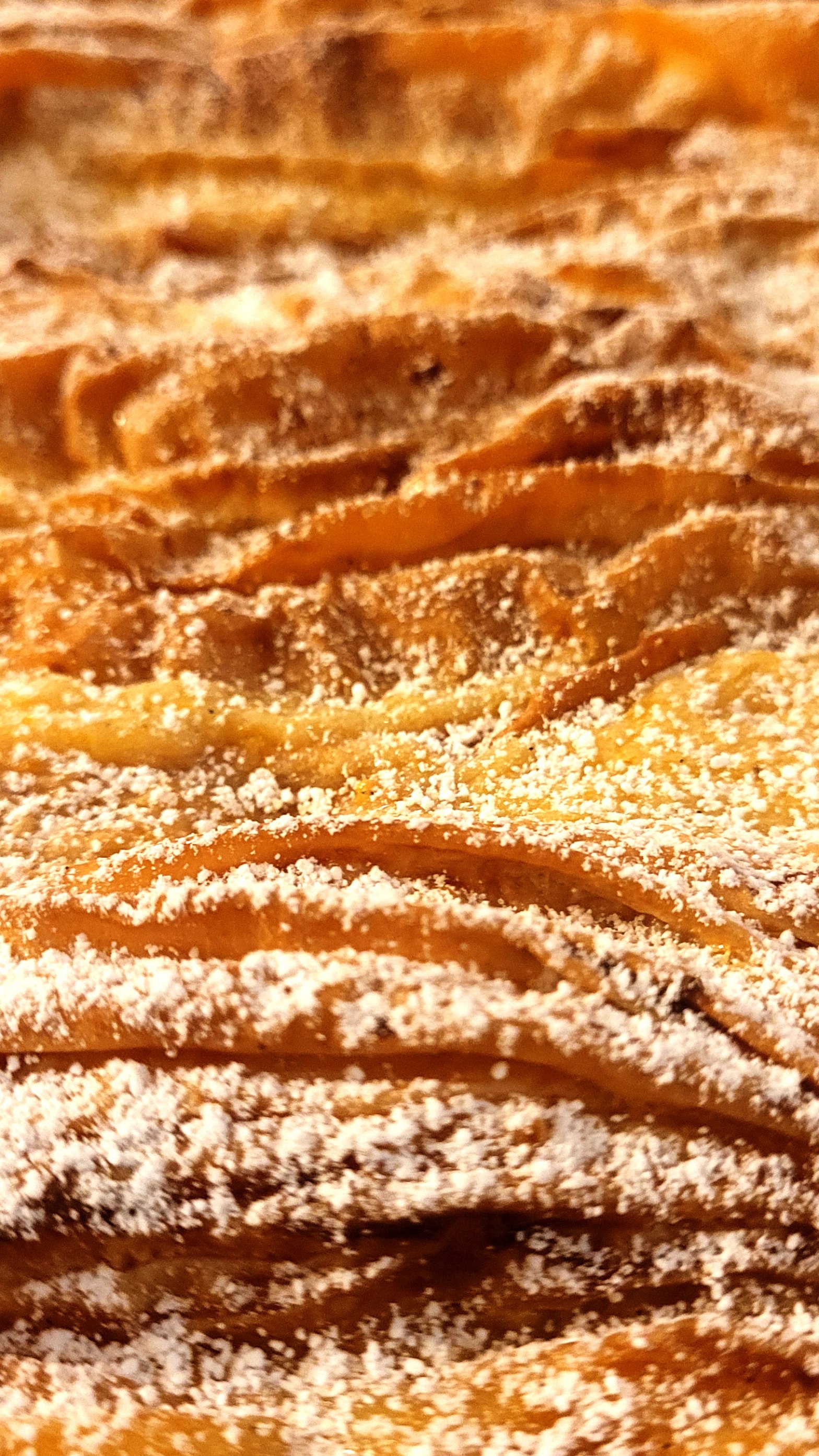 Baked filo folds with icing