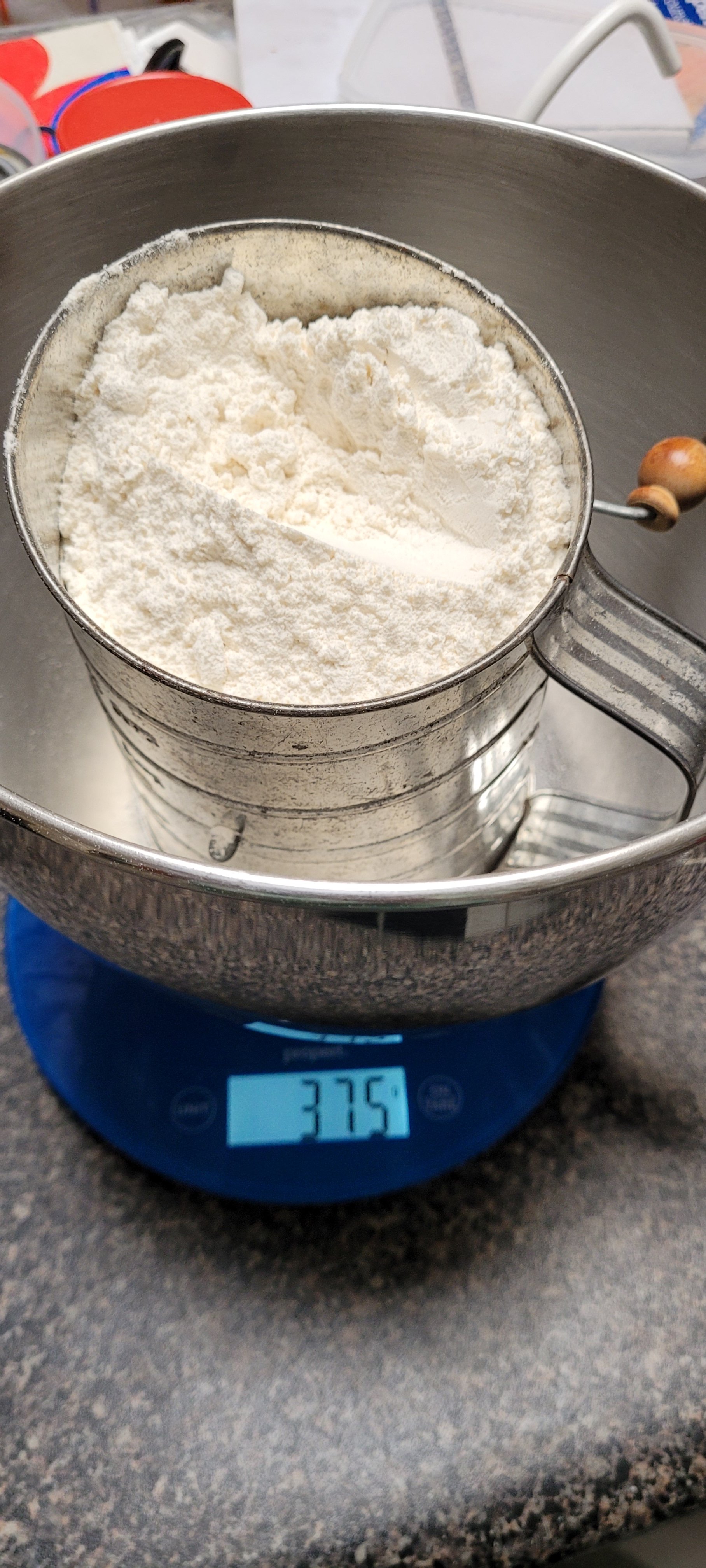 Weighing and Sieving the flour