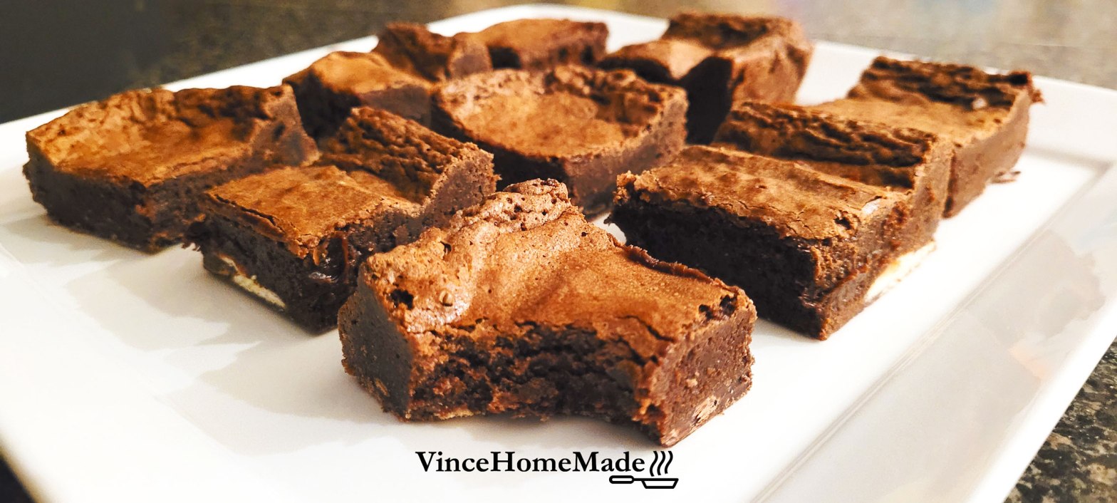 Dark Chocolate Brownies with White and Dark Chocolate Chips
