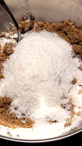 Dry ingredients for ANZAC biscuits